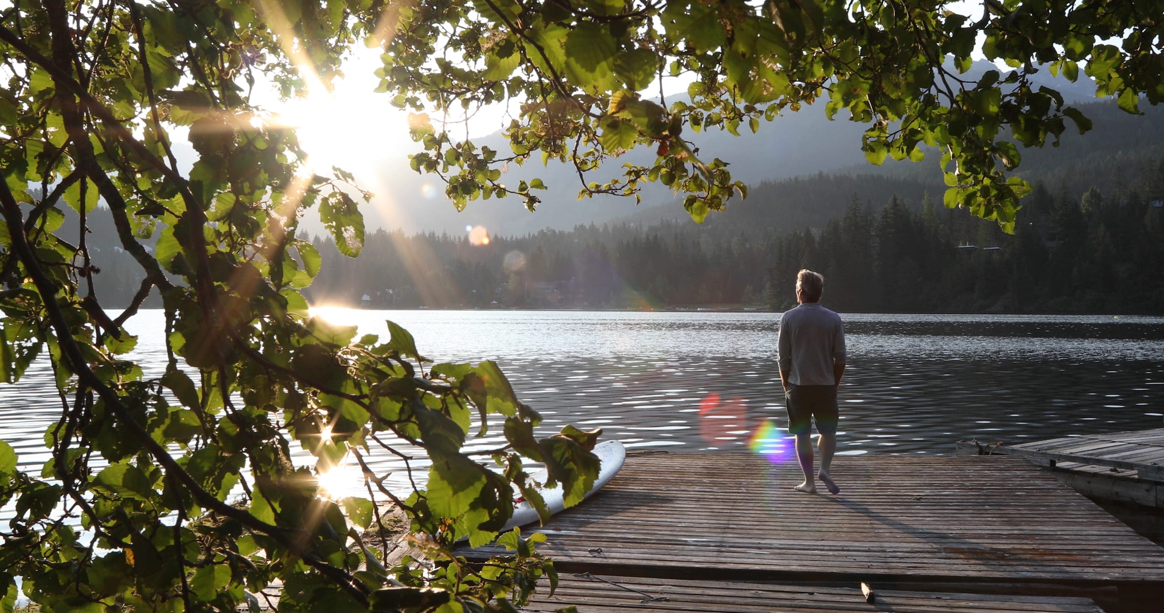 My version of wellness man walking on dock